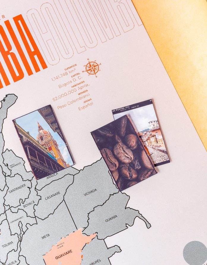 Mapa de Colombia para raspar ideal para viajeros