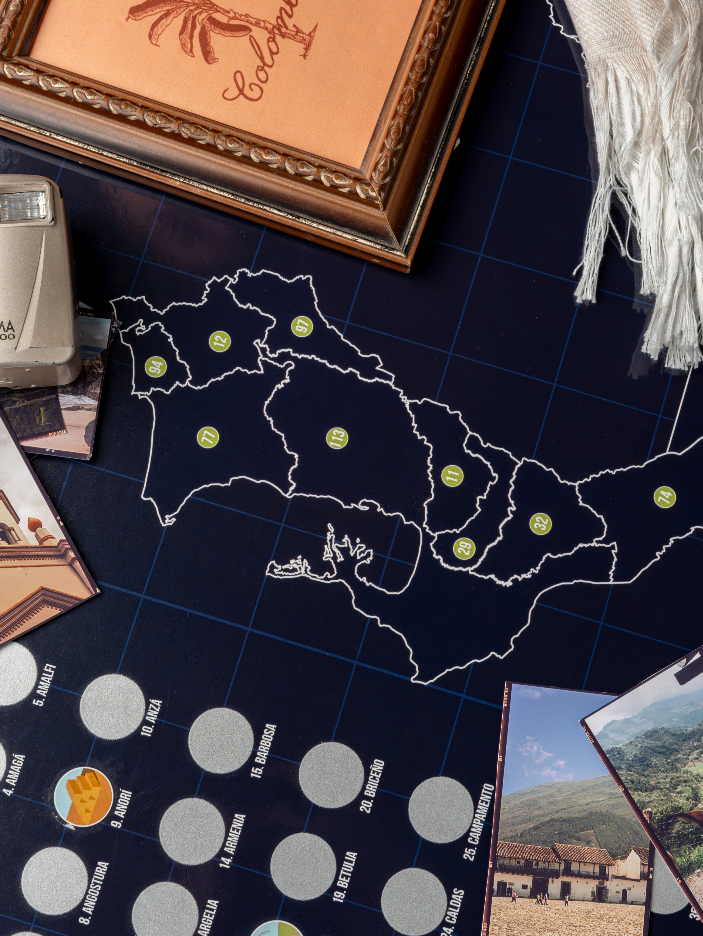 Mapa de Antioquia para raspar estuche alcancía