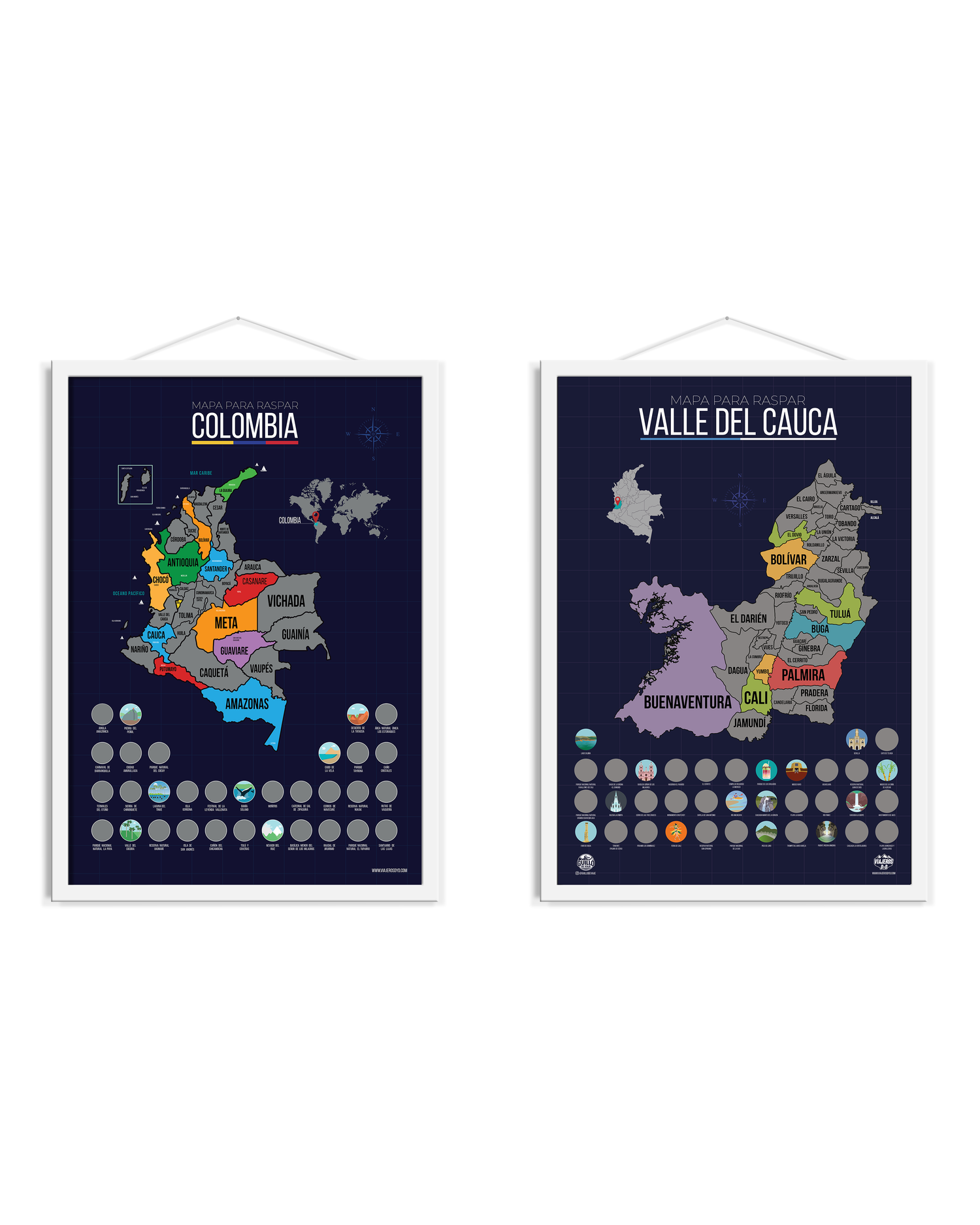 Mapa del Valle del Cauca para Raspar (Empaque tubular del mapa de Colombia)