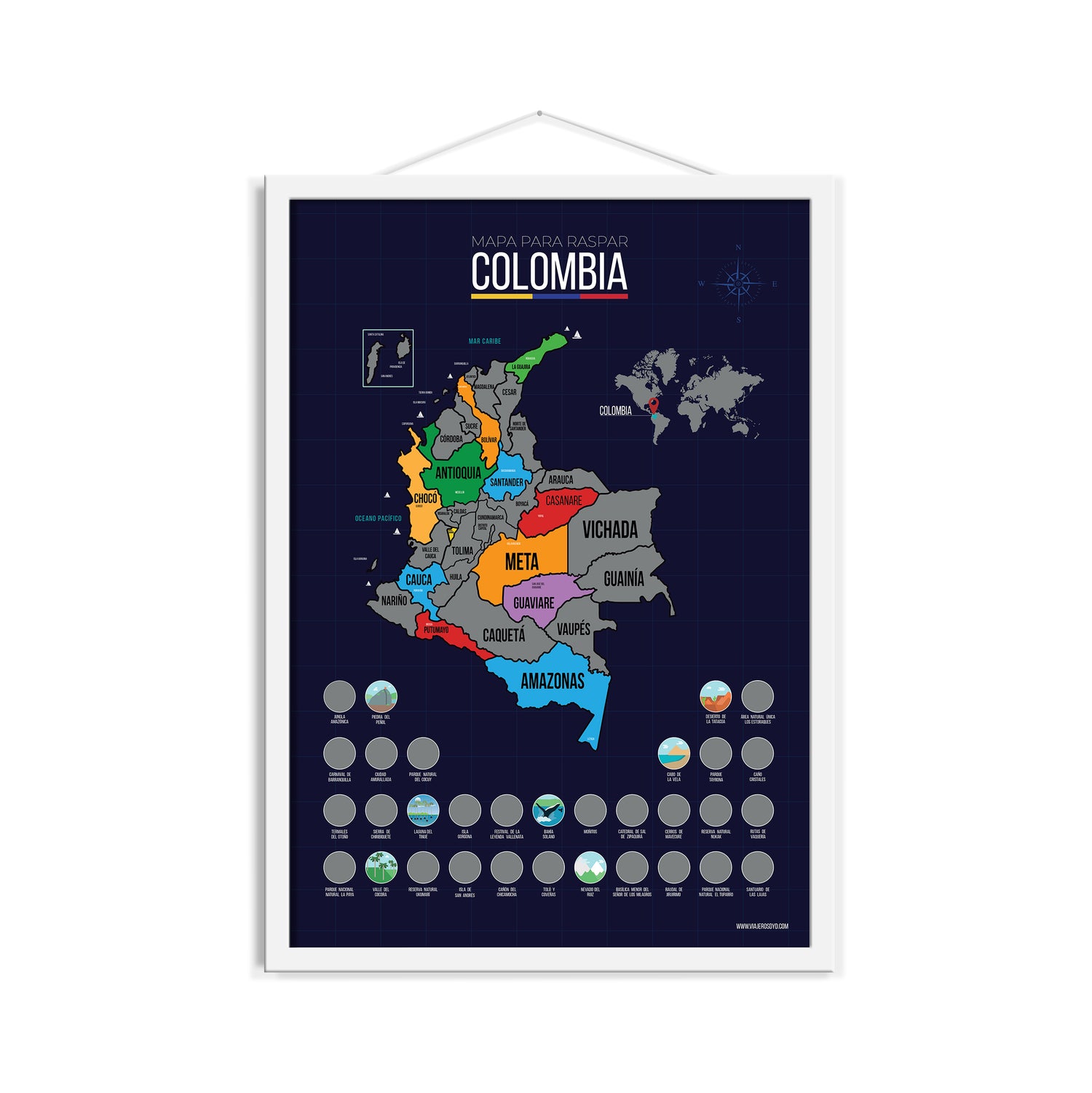 Mapa del Eje Cafetero Raspable