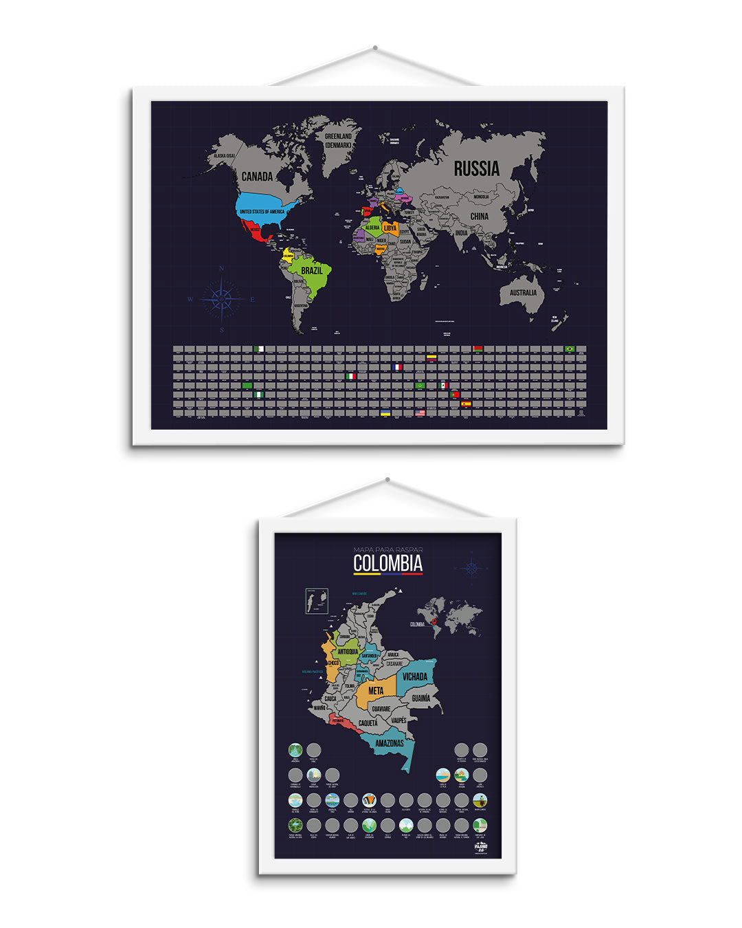 Combo Viajero: Mapa Colombia + Mapamundi Premium