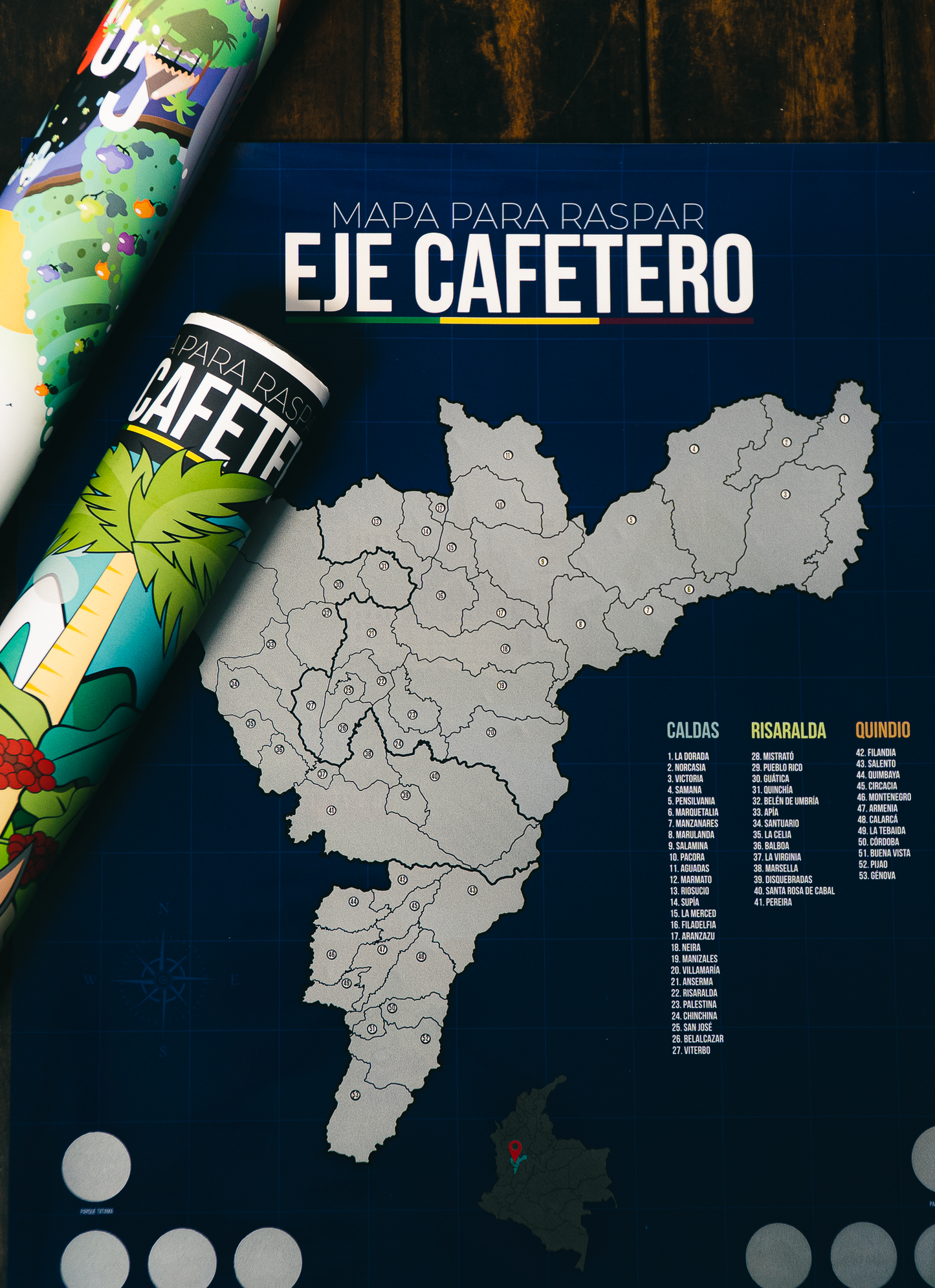 Mapa del Eje Cafetero Raspable