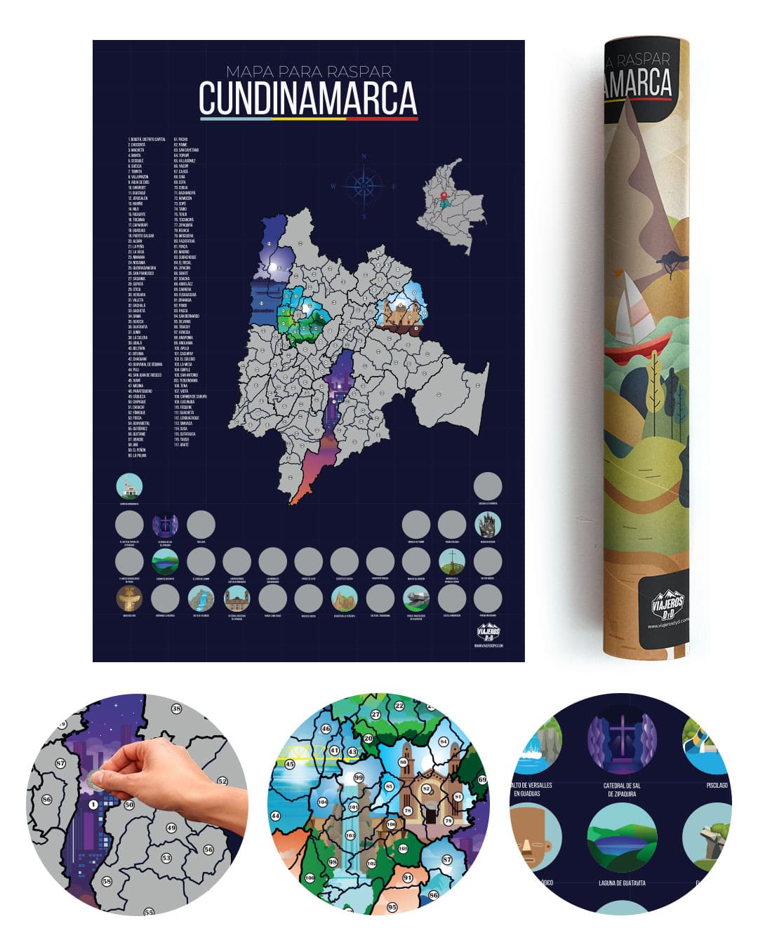 Mapa para raspar + Retablo MDF (Listo para colgar)