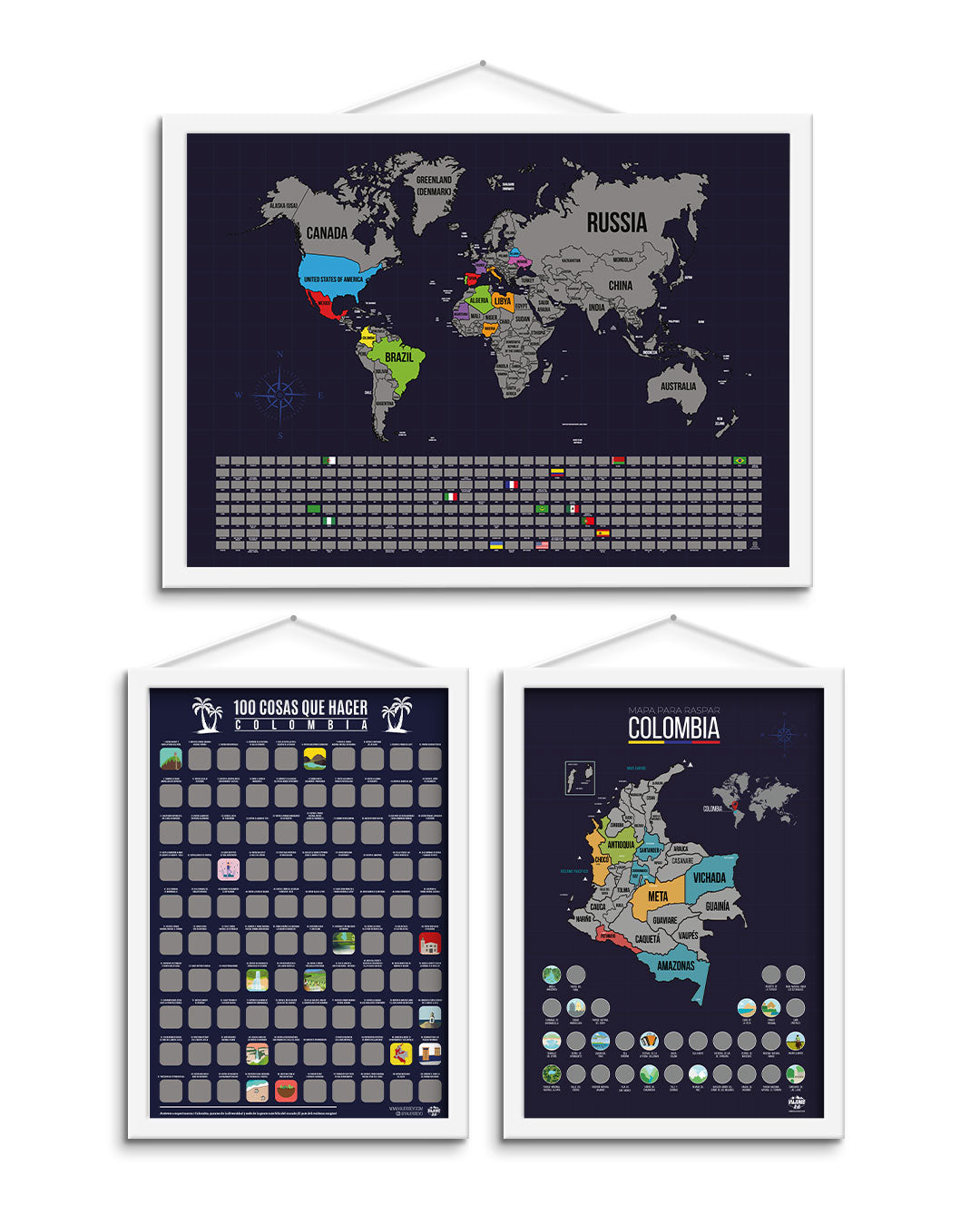 El Influencer: Mapa Colombia + Mapamundi + Poster 100 cosas Colombia