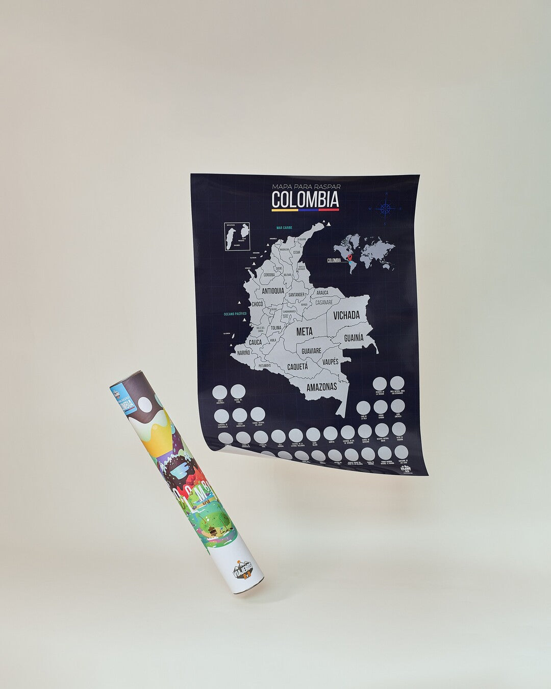 El Trotamundos: Mapa Colombia + Mapamundi + Poster 100 cosas Antes de Morir